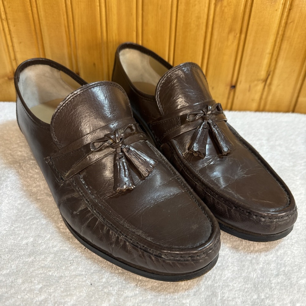 Stacy Adams Leather Brown Tassel Casual Dress Slip On Loafers men's size 9 M